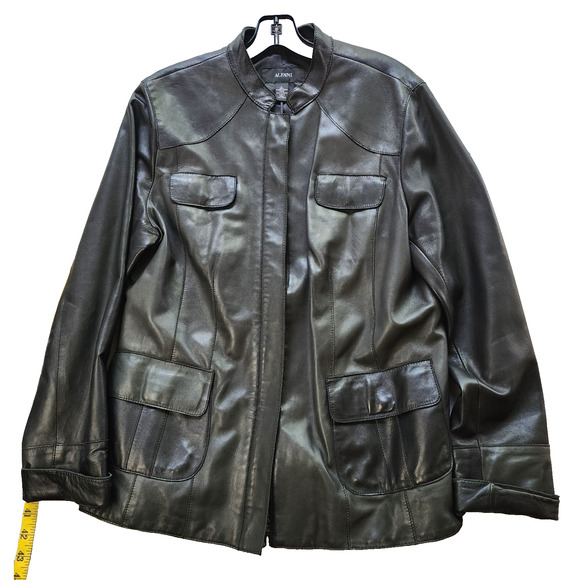 Alfani Women’s Genuine Leather Jacket Lightweight Butter Soft Black Medium - Picture 1 of 11
